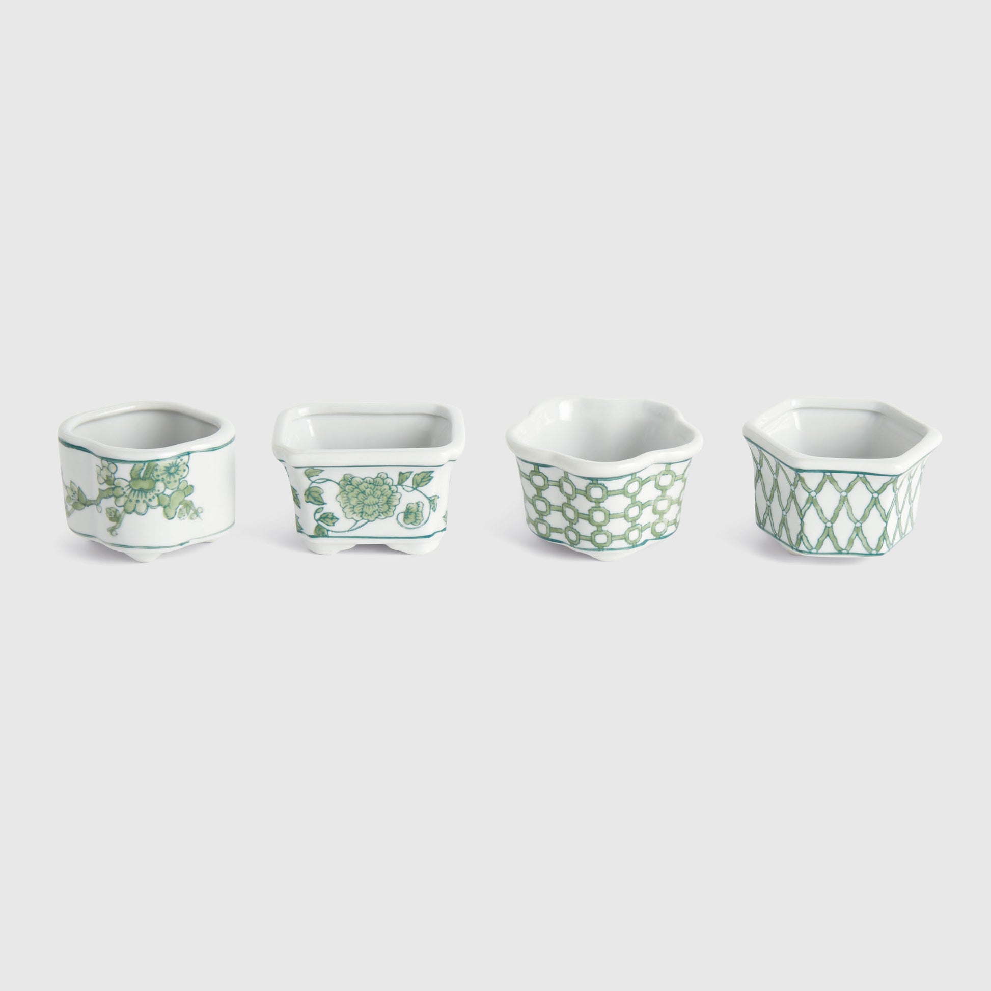 Chinoiserie green porcelain mini pots (set of 4) - stylish home accent (Image1).