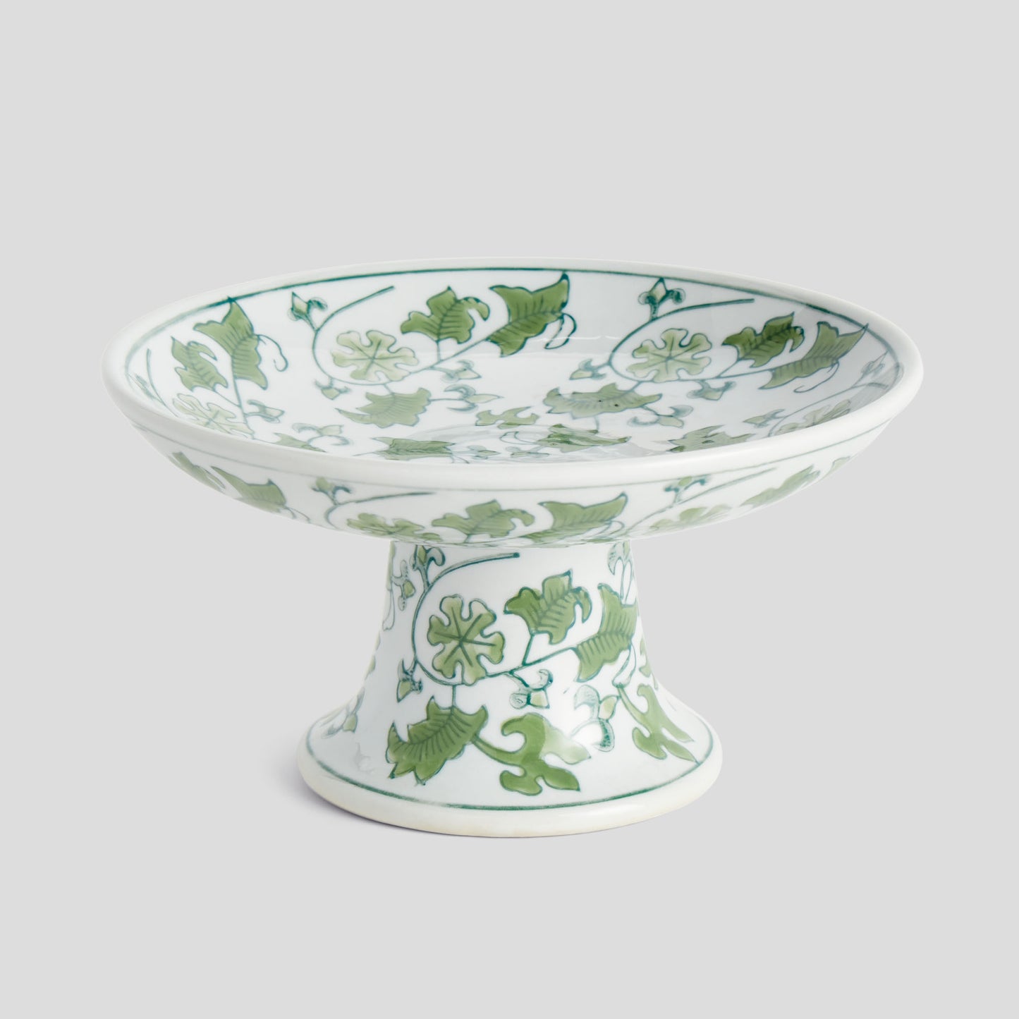 Chinoiserie green porcelain small compote - stylish home accent (Image1).