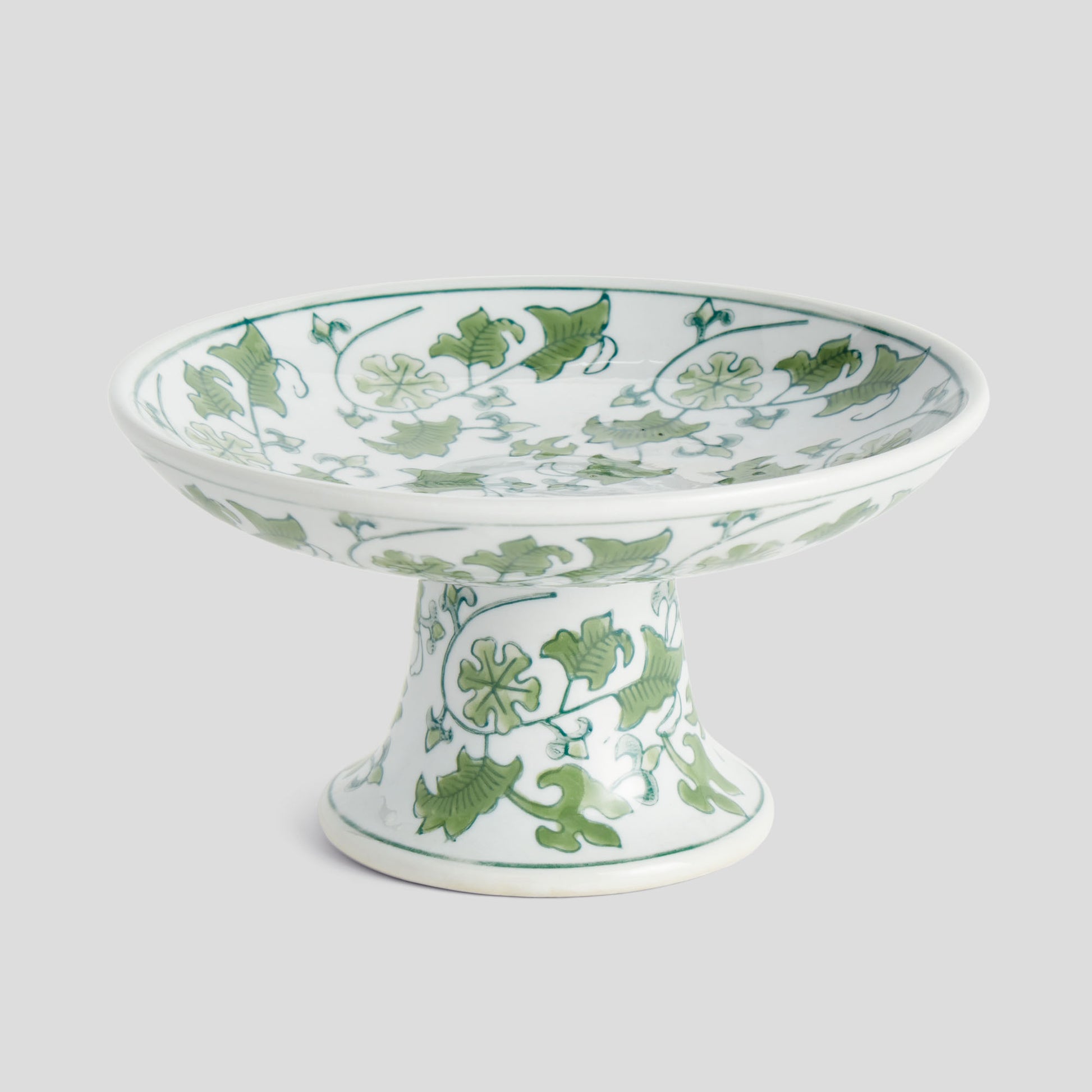 Chinoiserie green porcelain small compote - stylish home accent (Image1).
