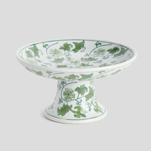 Chinoiserie green porcelain small compote - stylish home accent (Image1).