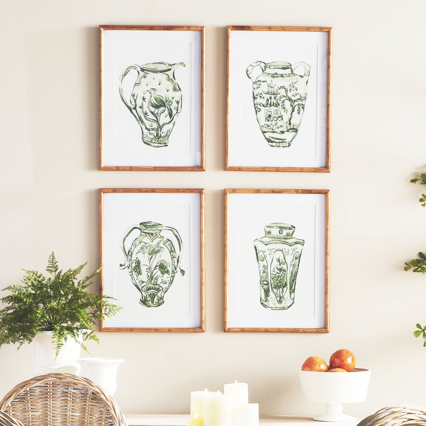 Chinoiserie jar prints (set of 4) - stylish home accent (Image4).