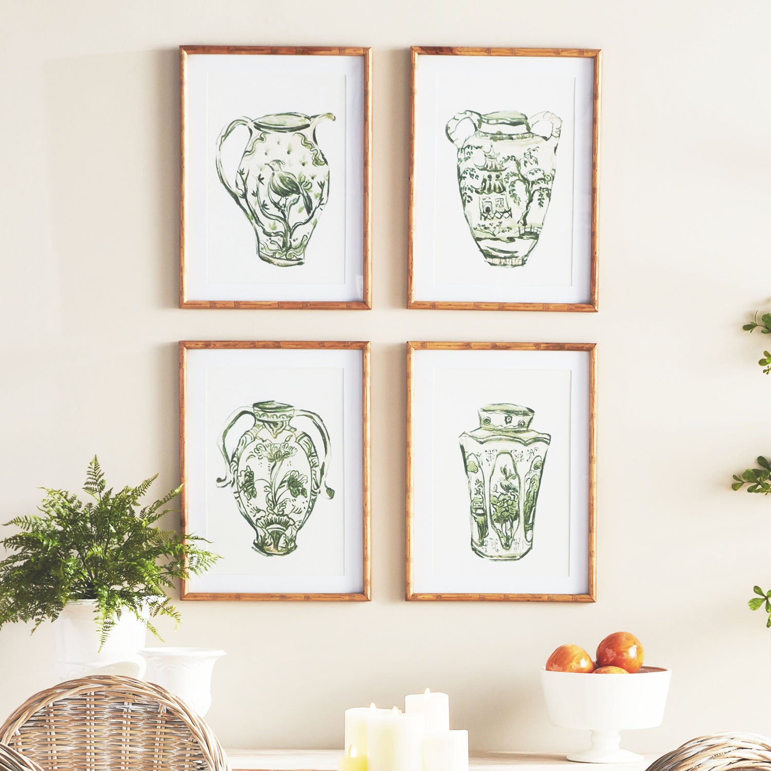 Chinoiserie jar prints (set of 4) - stylish home accent (Image4).