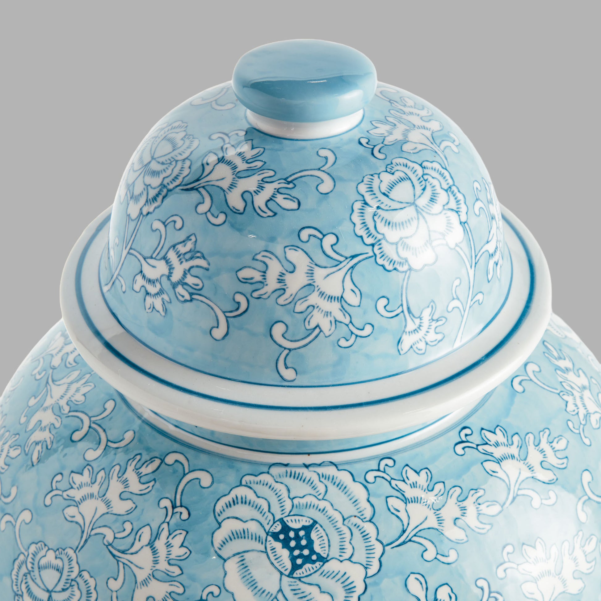 Chinoiserie light blue hand-painted porcelain ginger jar - stylish home accent (Image4).