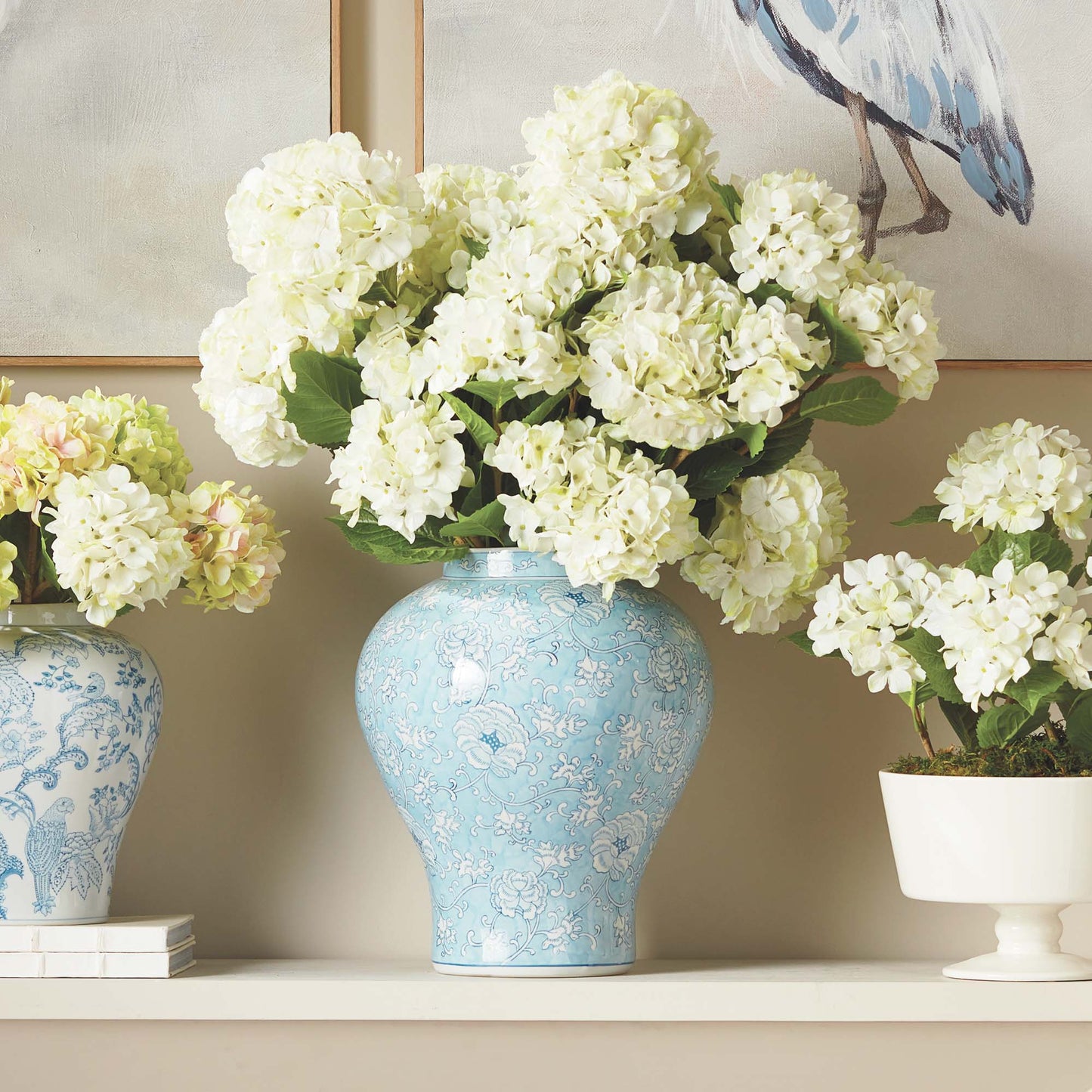 Chinoiserie light blue hand-painted porcelain ginger jar - stylish home accent (Image7).