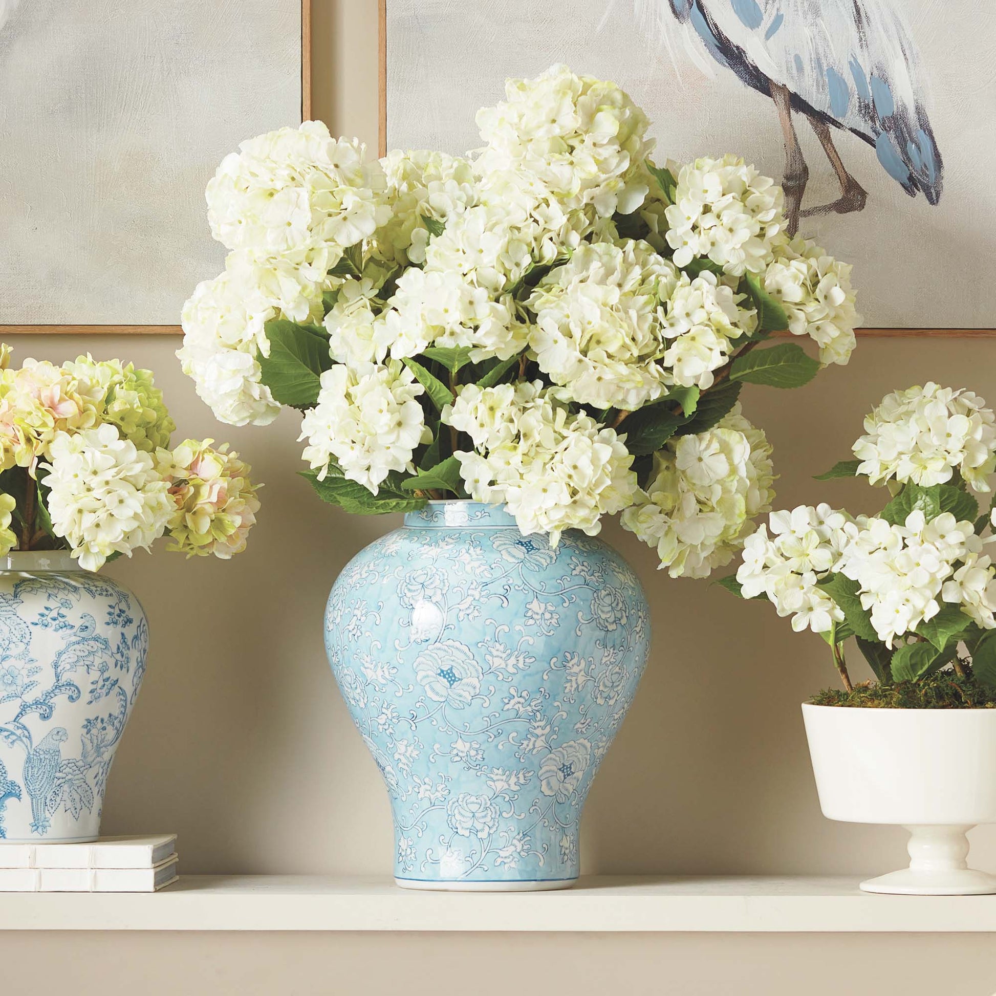 Chinoiserie light blue hand-painted porcelain ginger jar - stylish home accent (Image7).