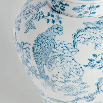 Chinoiserie light blue hand-painted porcelain ginger jar - stylish home accent (Image4).