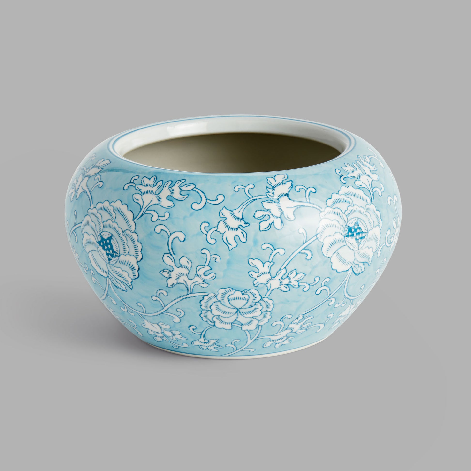 Chinoiserie light blue hand-painted porcelain small pot - stylish home accent (Image1).