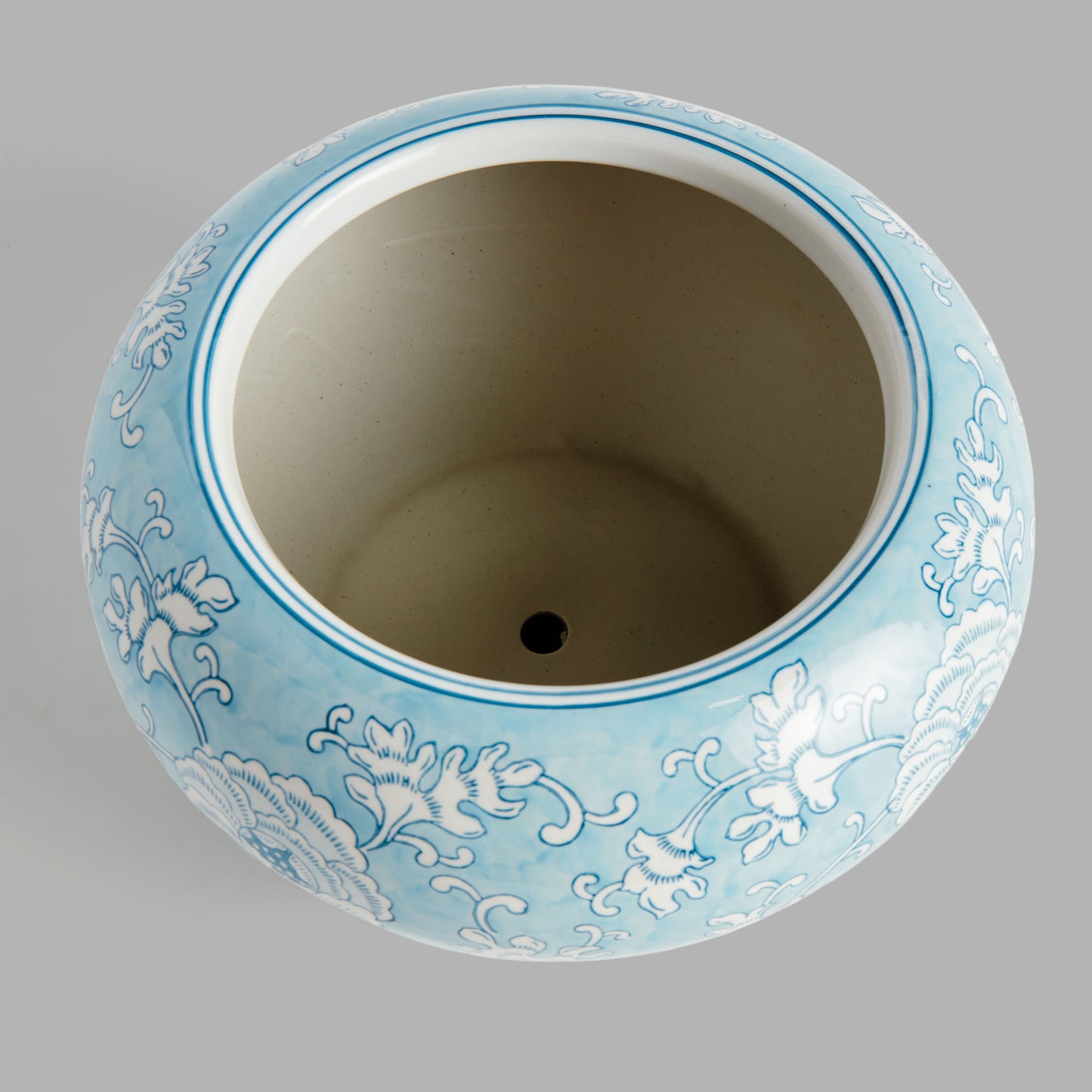 Chinoiserie light blue hand-painted porcelain small pot - stylish home accent (Image3).