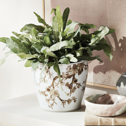 Chinoiserie taupe ceramic flower pots (set of 3) - stylish home accent (Image2).
