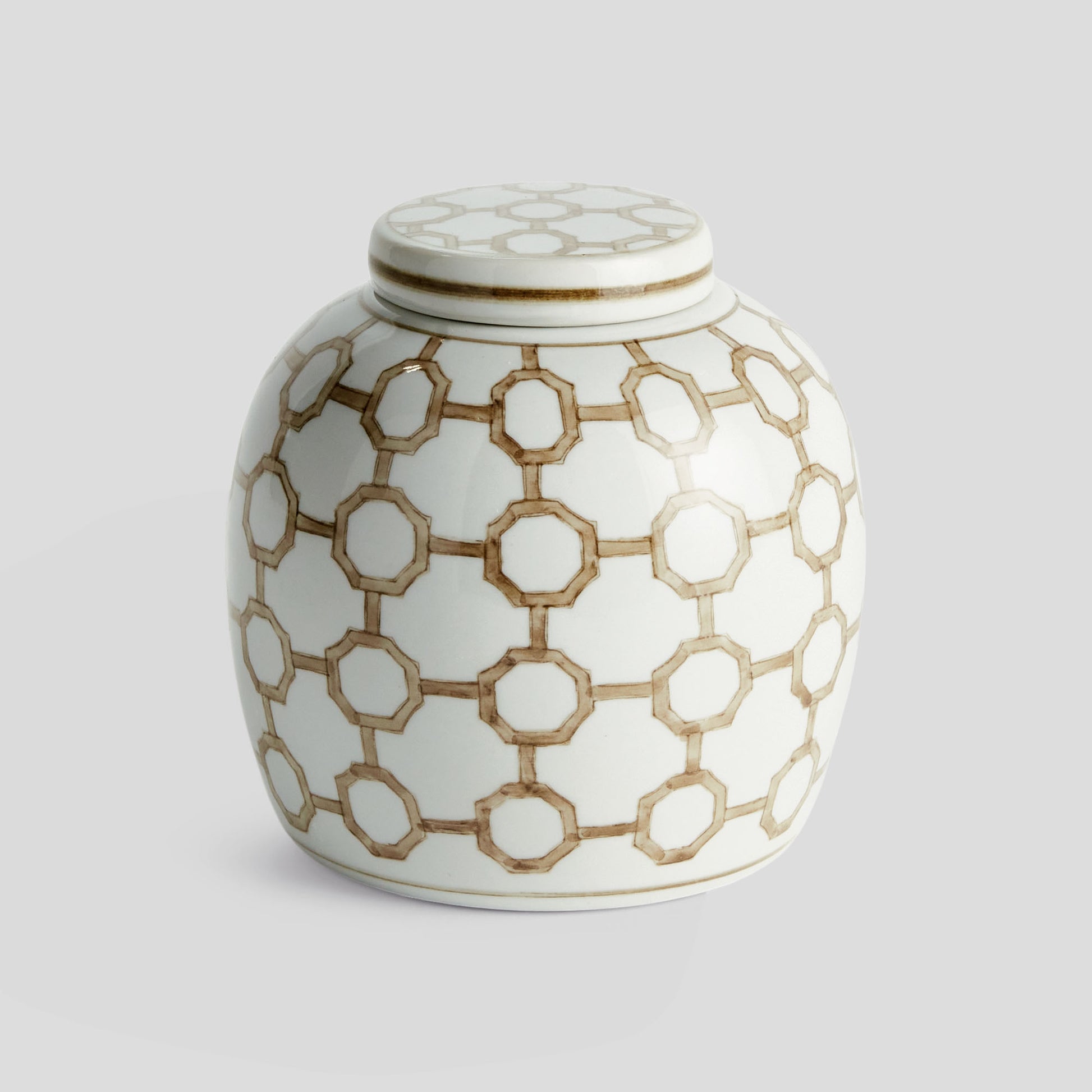Chinoiserie taupe ceramic lidded jar - stylish home accent (Image5).