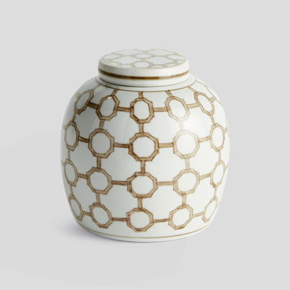 Chinoiserie taupe ceramic lidded jar - stylish home accent (Image5).