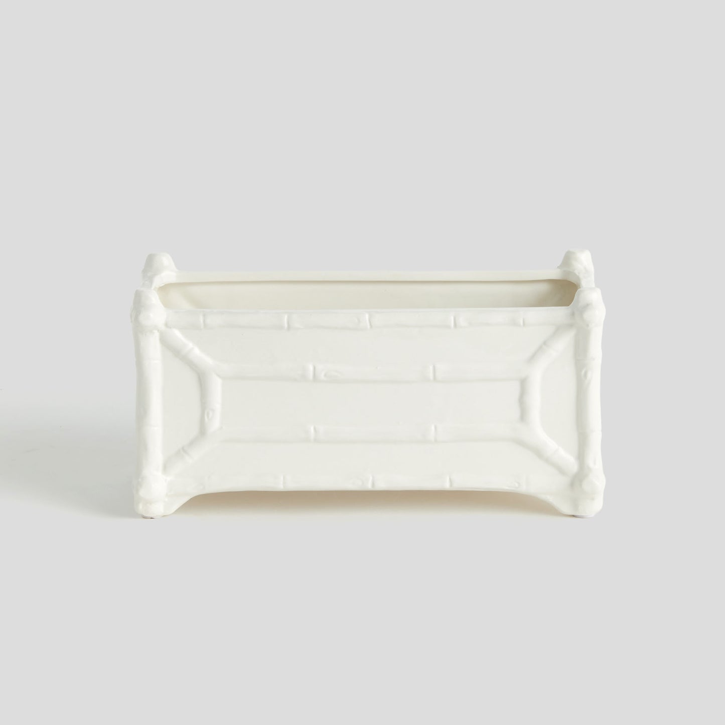 Chinoiserie white ceramic rectangular cachepot - stylish home accent (Image4).