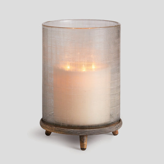 Clear etched glass small hurricane 12 inch - stylish home accent (Image1).