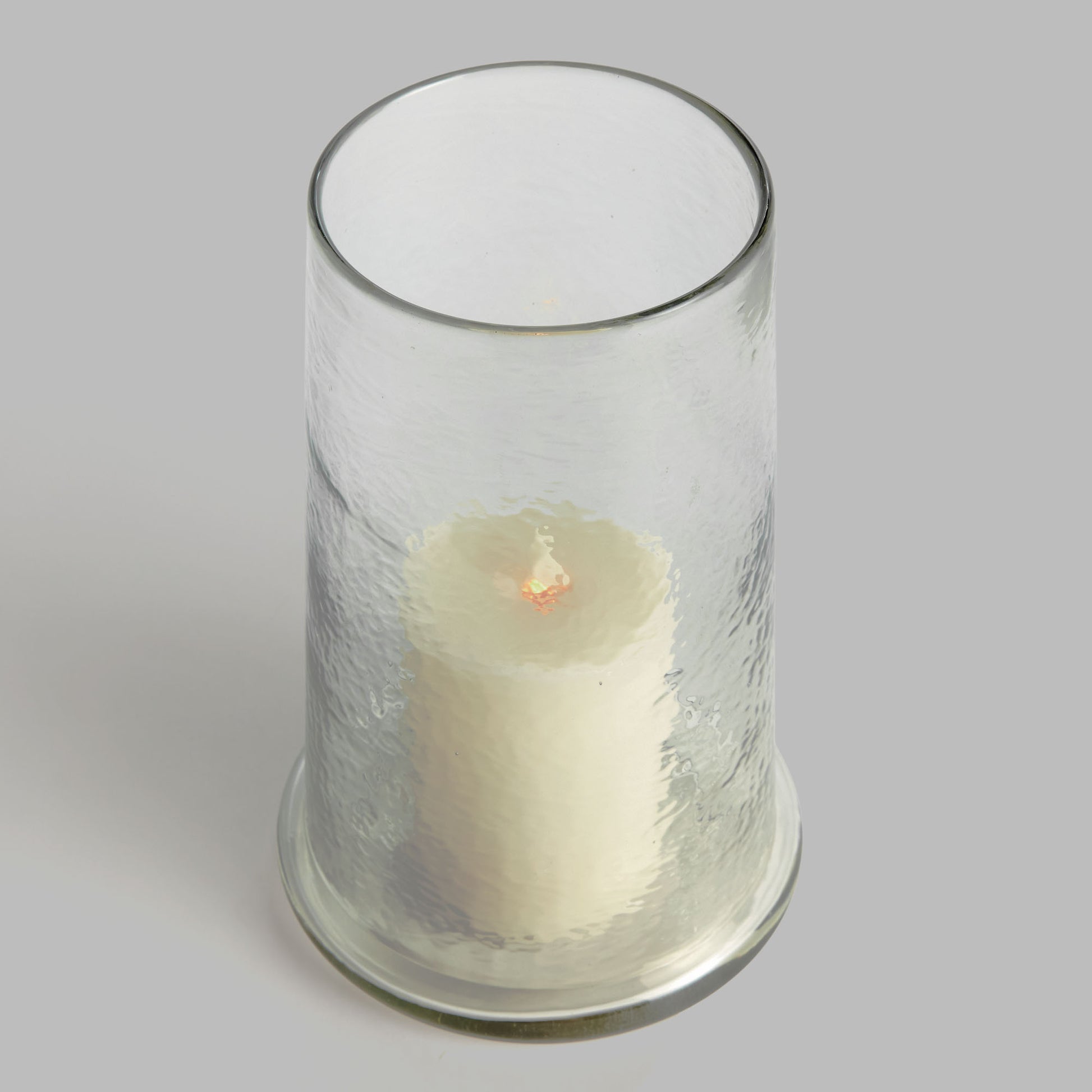 Clear hammered glass medium hurricane - stylish home accent (Image2).