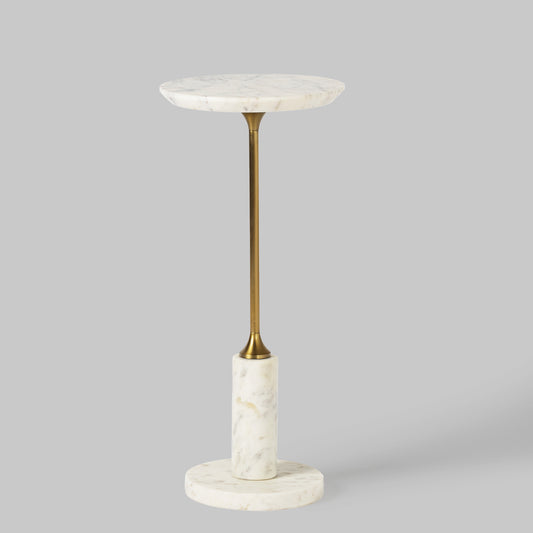 Contemporary antique brass and marble accent table.