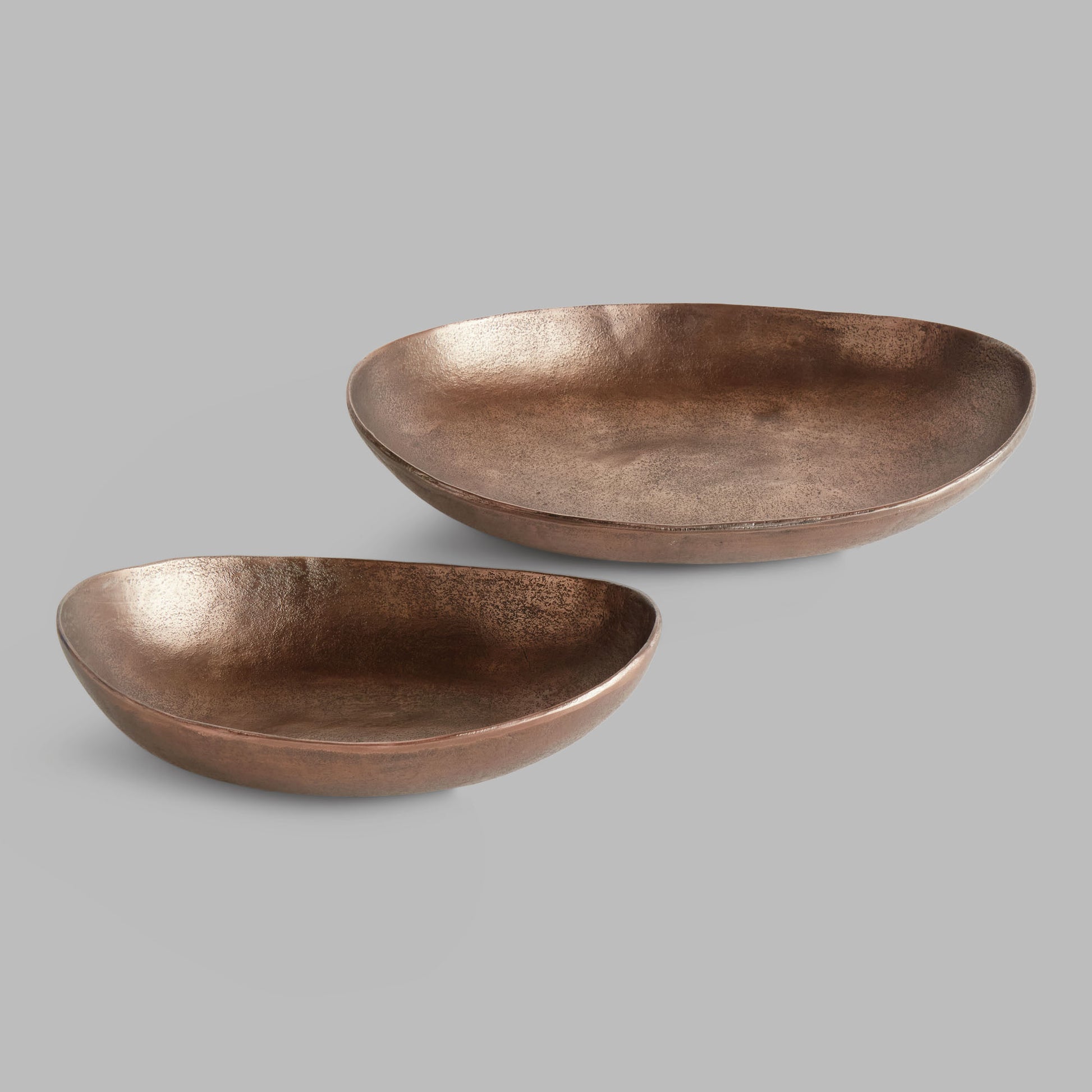 Copper textured oval decorative bowls (set of 2) - stylish home accent (Image4).