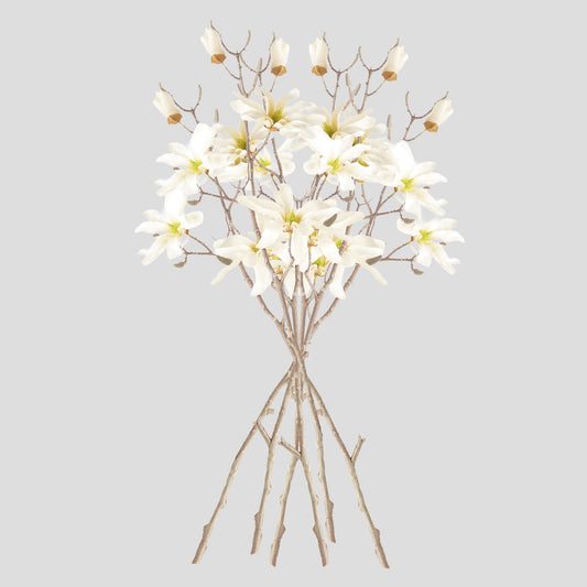 Cream faux star magnolia branches (set of 6) - stylish home accent (Image2).
