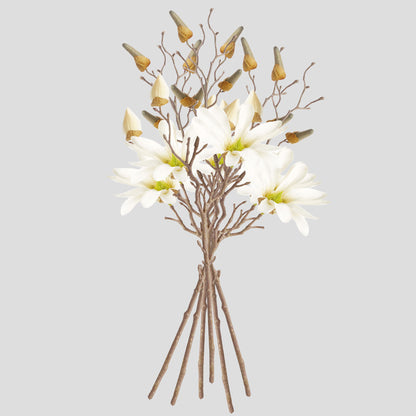 Cream faux star magnolia stems (set of 6) - stylish home accent (Image4).