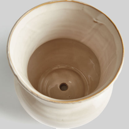 Cream stoneware medium 6.5 inch pot - stylish home accent (Image2).