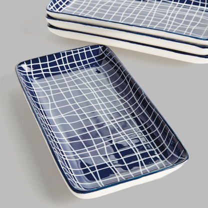Dark blue ceramic 7 inch trays (set of 4) - stylish home accent (Image3).