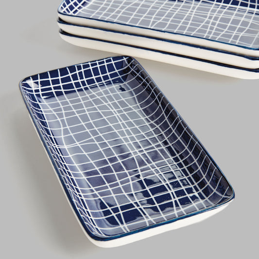 Dark blue ceramic 7 inch trays (set of 4) - stylish home accent (Image3).