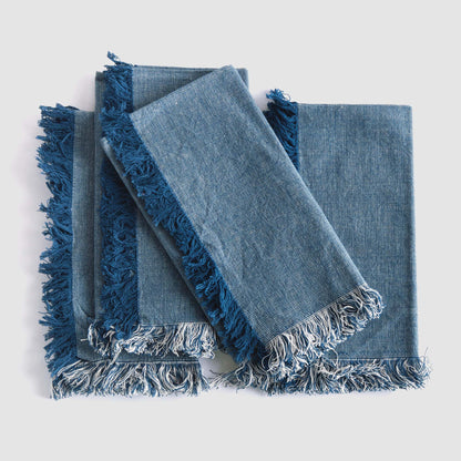 Dark blue cotton dinner napkins (set of 4) - stylish home accent (Image4).
