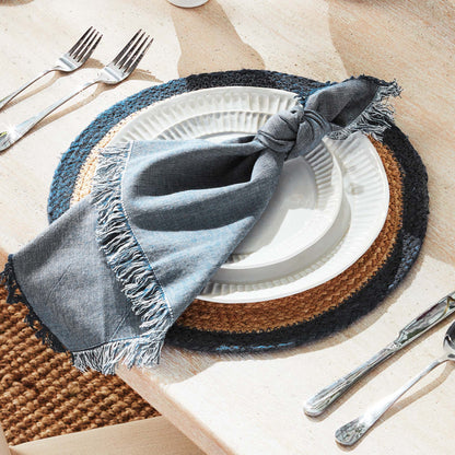 Dark blue cotton dinner napkins (set of 4) - stylish home accent (Image5).