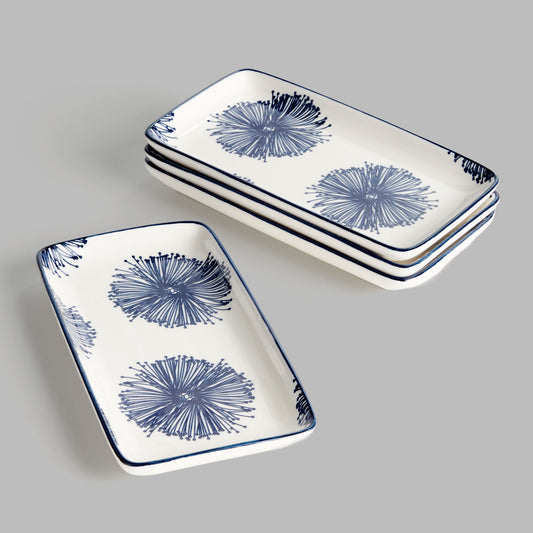 Dark blue starburst 8 inch ceramic trays (set of 4) - stylish home accent (Image2).