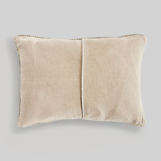 European flax woven beige lumbar pillow for home decor and accessories.