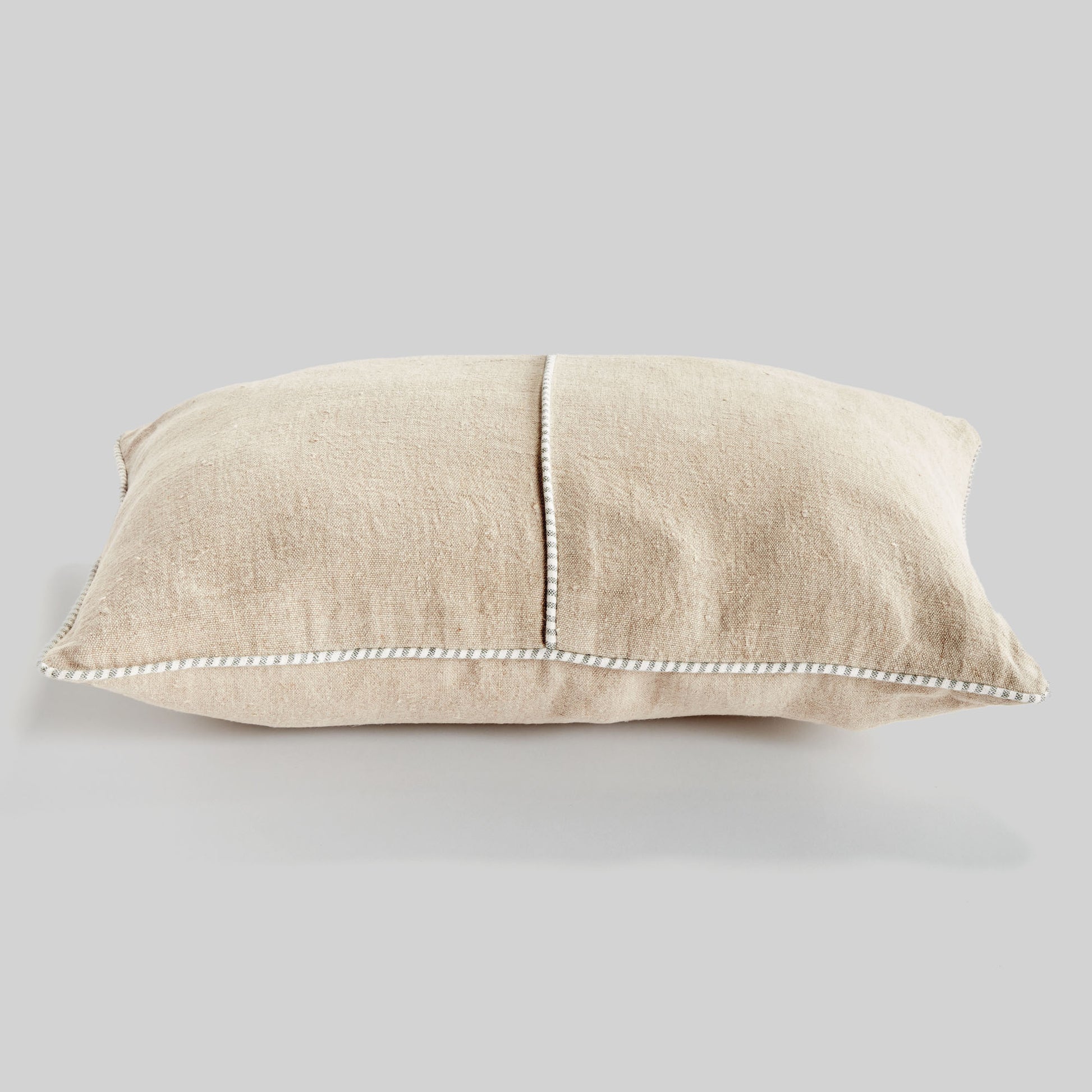 European flax woven beige lumbar pillow for home decor and accessories.