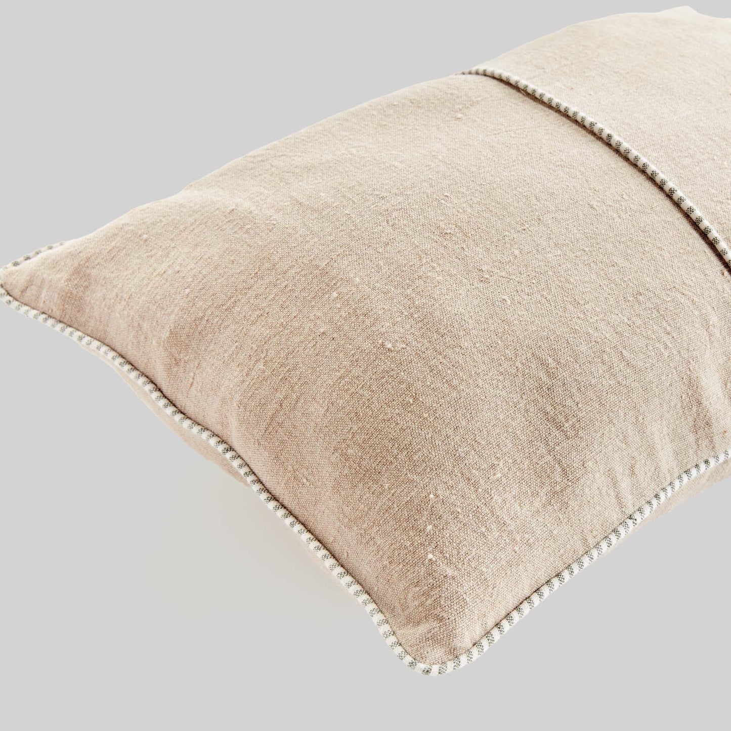 European flax woven beige lumbar pillow for home decor and accessories.