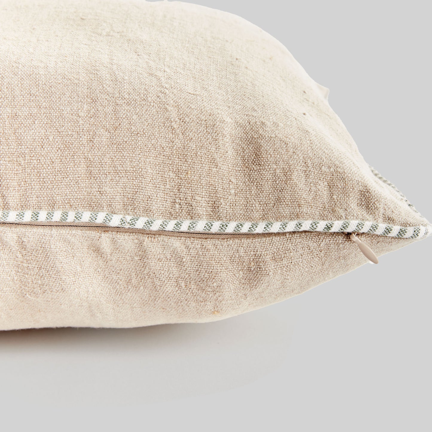 European flax woven beige lumbar pillow for home decor and accessories.