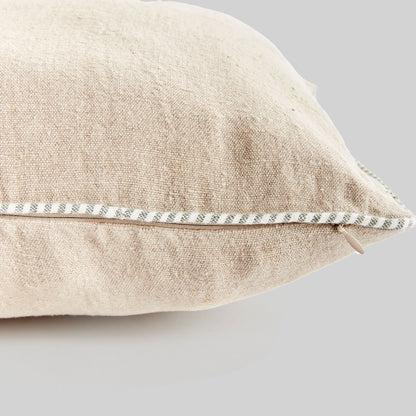 European flax woven beige lumbar pillow for home decor and accessories.