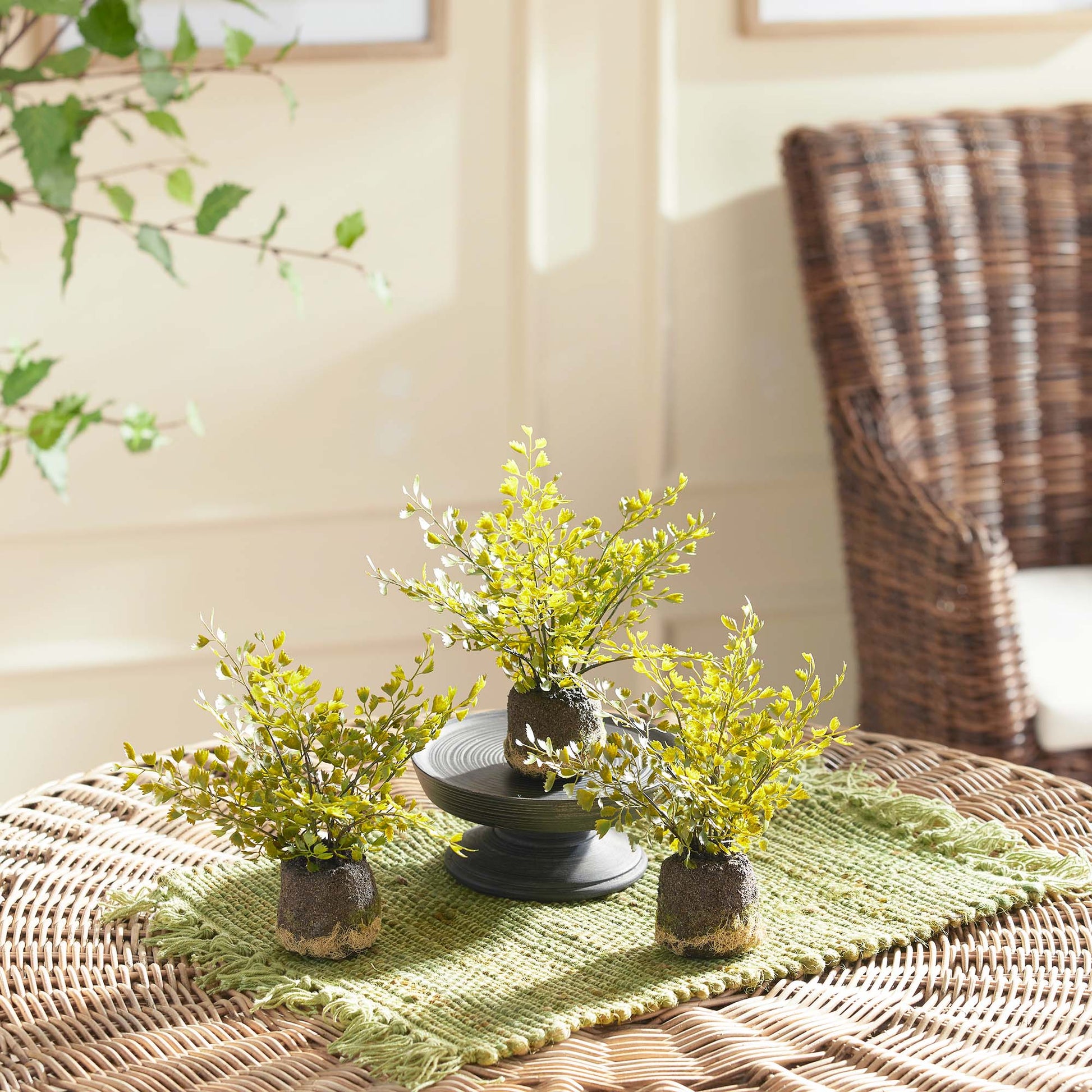 Faux maidenhair drop-ins (set of 3) - stylish home accent (Image4).