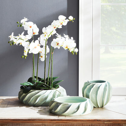 Faux white phalaenopsis orchid bowl drop-in 32 inch - stylish home accent (Image3).