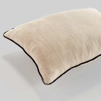 Oatmeal jacquard woven lumbar pillow for home decor and accessories.