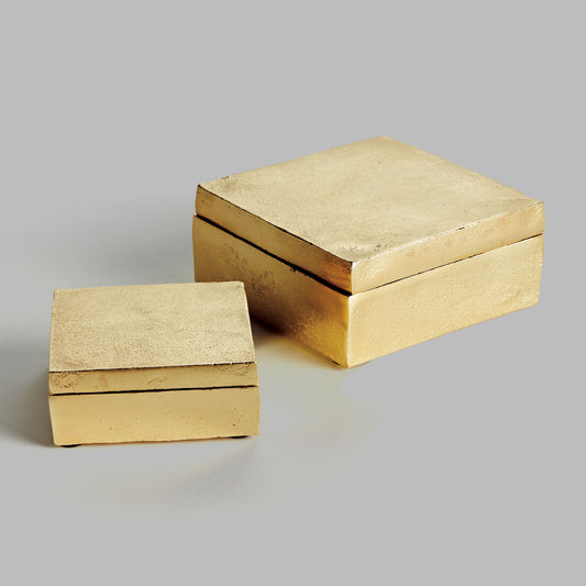 Gold aluminum lidded boxes (set of 2) - stylish home accent (Image1).