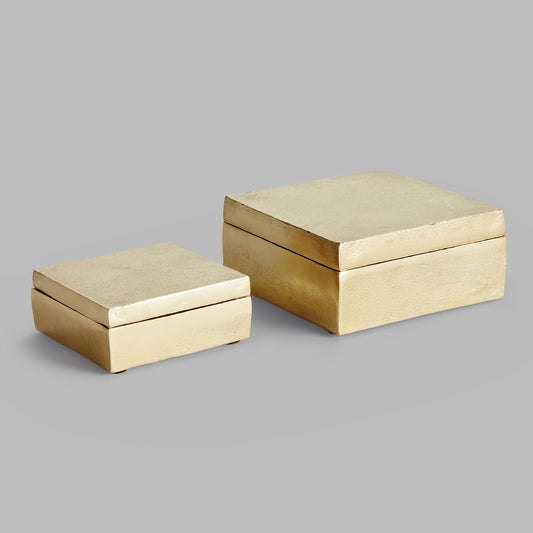 Gold aluminum lidded boxes (set of 2) - stylish home accent (Image5).