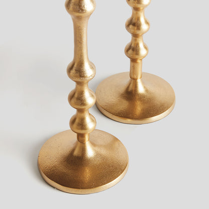 Gold aluminum taper holders (set of 2) - stylish home accent (Image3).