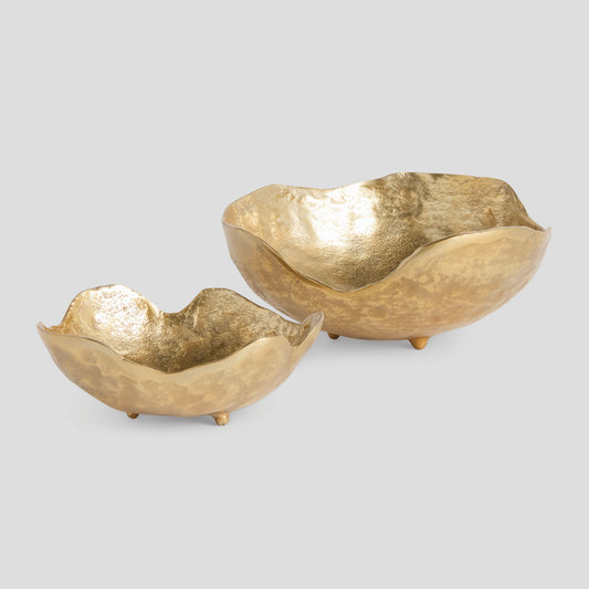 Gold cast aluminum decorative bowls (set of 2) - stylish home accent (Image1).