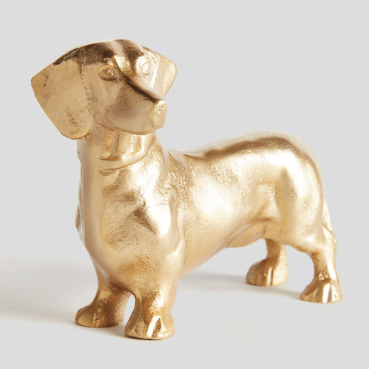 Gold dachshund dog sculpture - stylish home accent (Image1).