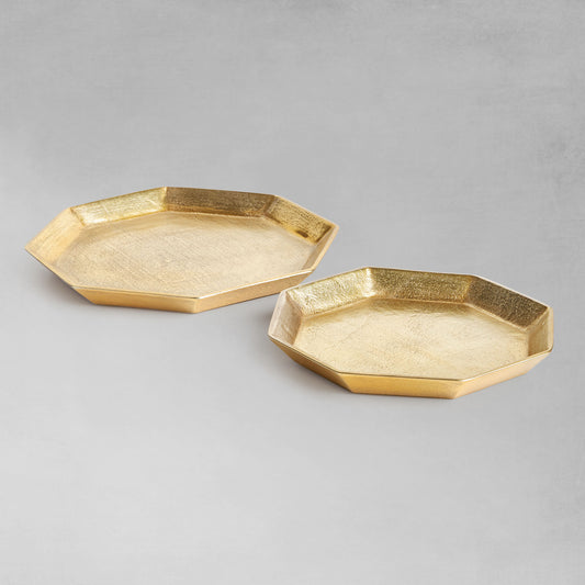 Gold octagonal serving trays (set of 2) - stylish home accent (Image1).