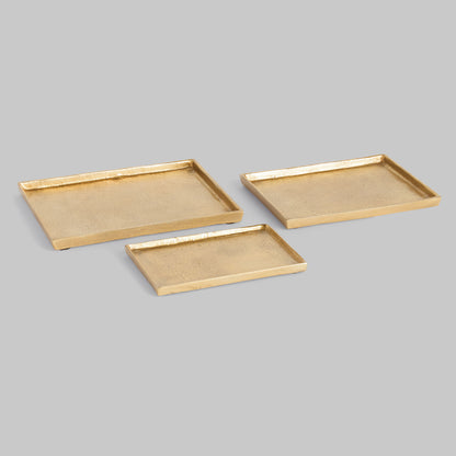 Gold rectangular decorative trays (set of 3) - stylish home accent (Image1).