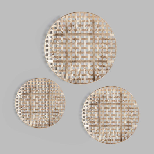 Gold textured iron wall art (set of 3) - stylish home accent (Image3).