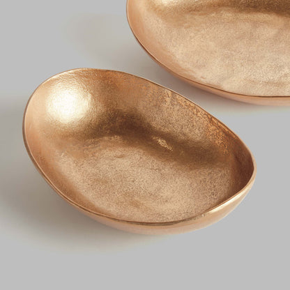 Gold textured oval decorative bowls (set of 2) - stylish home accent (Image2).