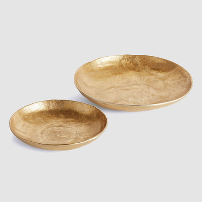 Gold textured round aluminum decorative bowls (set of 2) - stylish home accent (Image1).