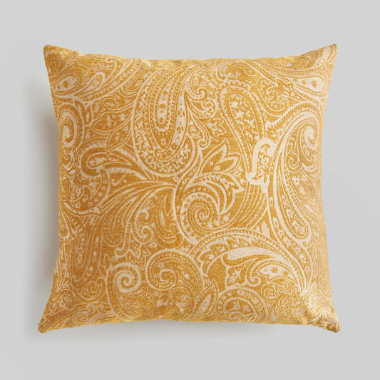 Goldenrod paisley square indoor-outdoor pillow 24 inch - stylish home accent (Image1).