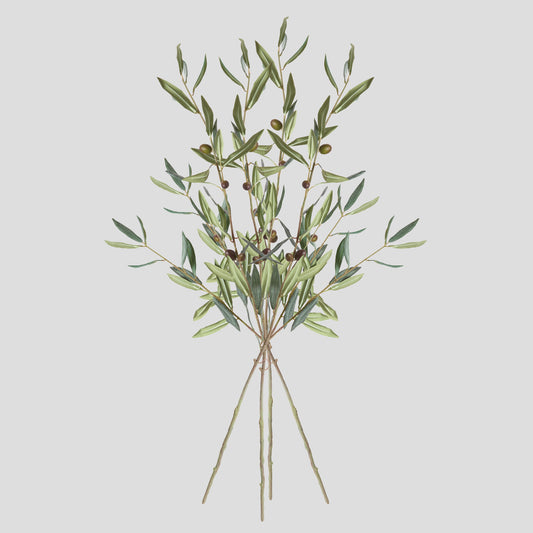 Gray-green faux olive stems (set of 4) - stylish home accent (Image1).
