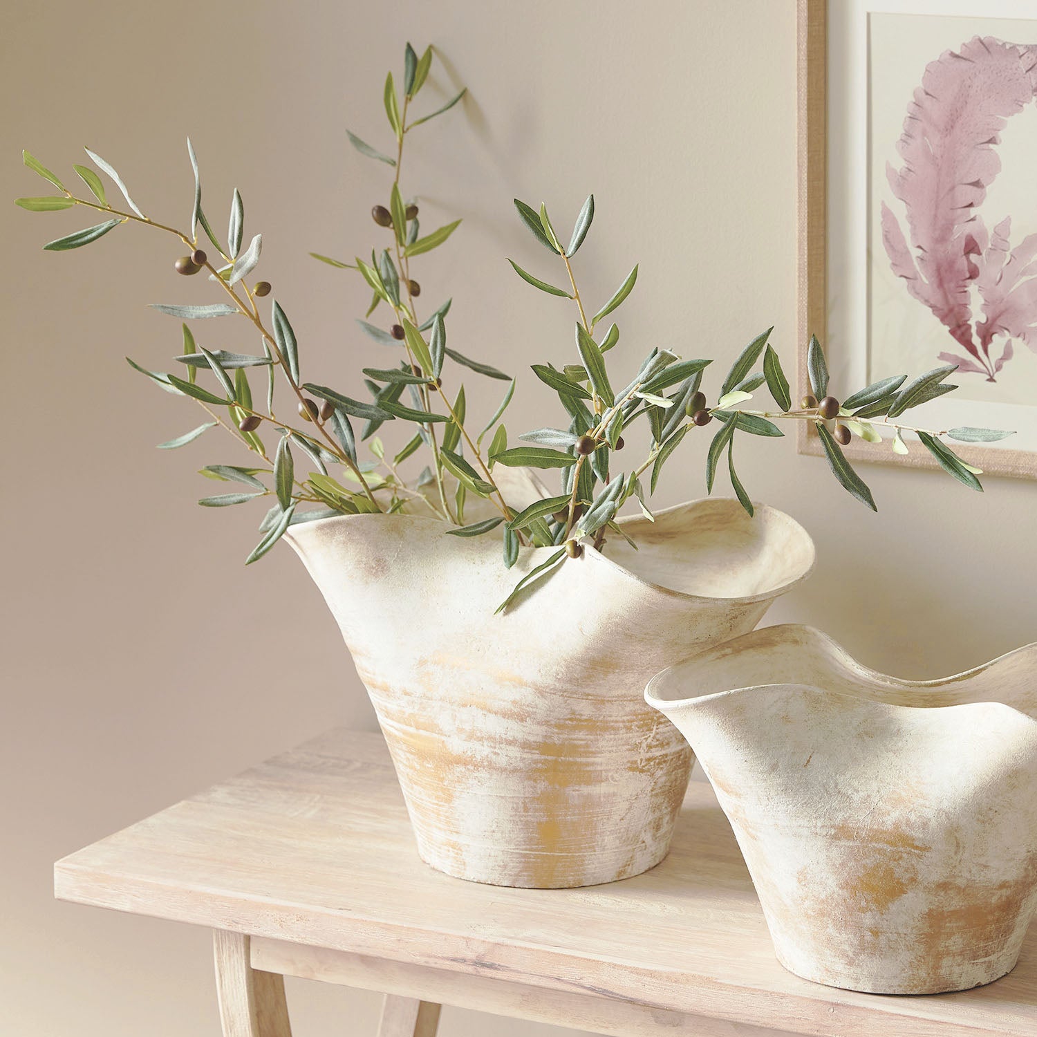 Gray-green faux olive stems (set of 4) - stylish home accent (Image4).