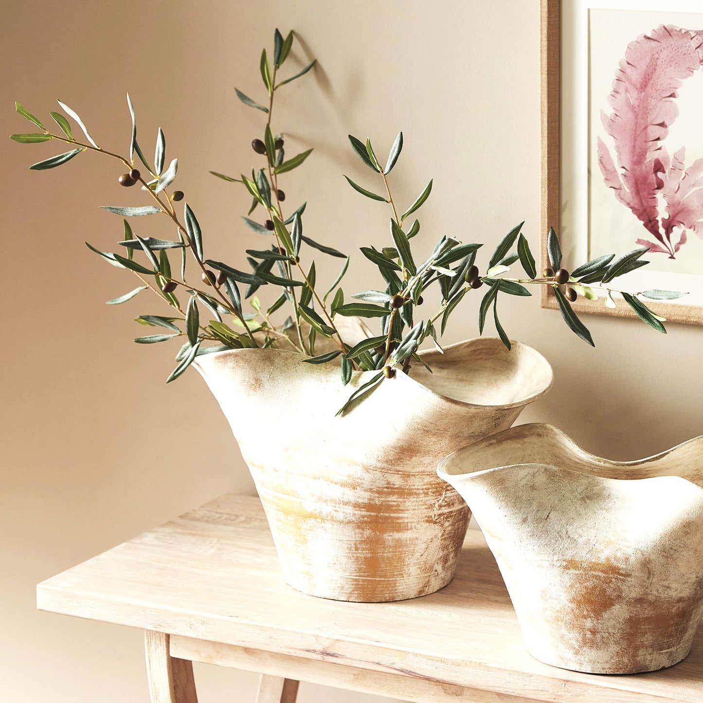 Gray-green faux olive stems (set of 4) - stylish home accent (Image4).